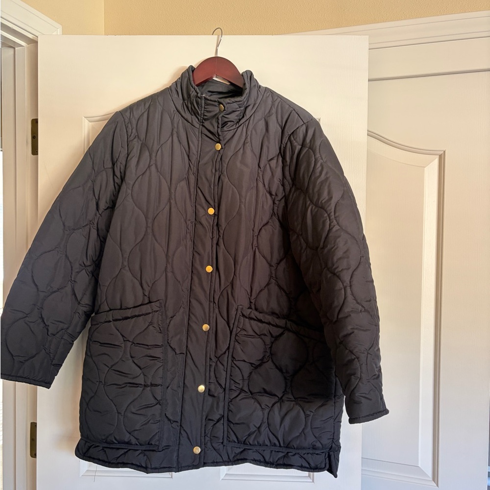 J. Crew Black Quilted Puffer Coat